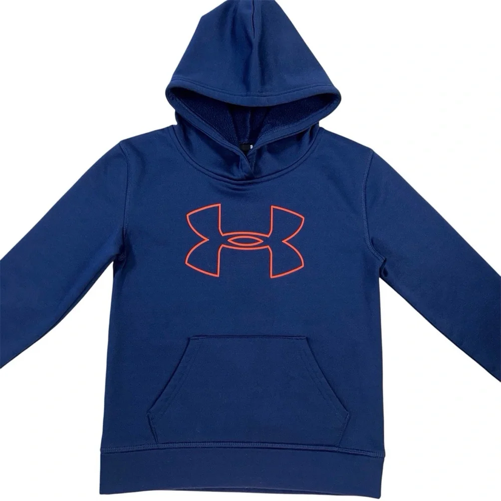Under Armour Logo Hooded Sweatshirt Size 6 Youth - Picture 2 of 11